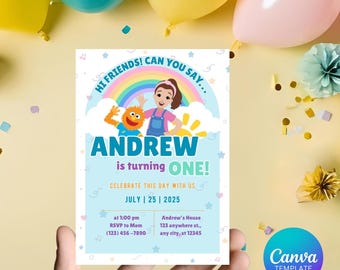 Ms. Rachel 1st Birthday Invitation: Editable Template (Digital Download)