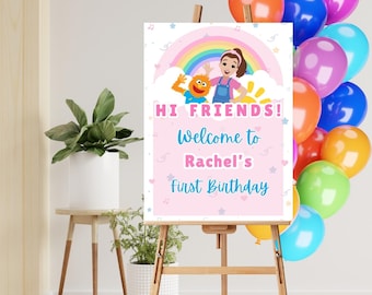 Ms. Rachel Geburtstag Willkommensschild: Anpassbare 18 "x24" (druckbar) / Digitale Vorlage
