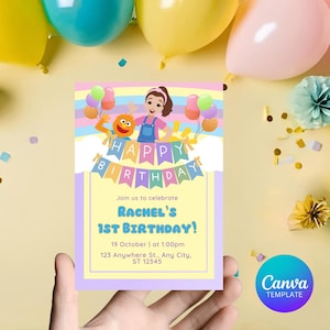 Ms. Rachel Gender Neutral Rainbow 1st, 2nd, or 3rd Birthday Invitation | Ms. Rachel Digital Invitation | Toddler Birthday | Ms. Rachel Theme