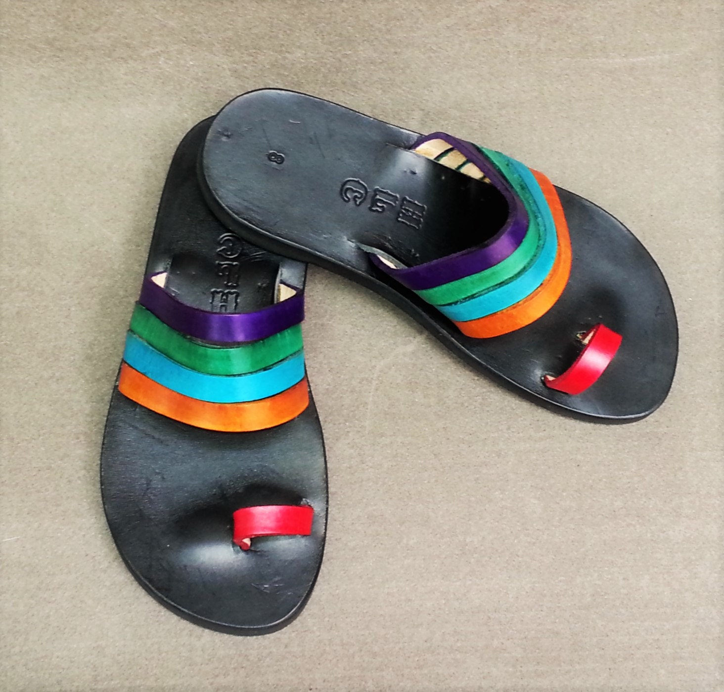 Rainbow Indian Style Slide Sandal - Etsy