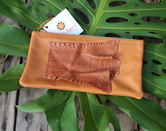 Emu Leather Clutch Handmade