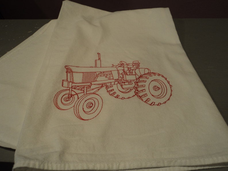 Red Tractor Flour Sack Dish Towel tea Towel, Kitchen Towel Machine