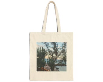Ocean Scene Cotton Canvas Tote Bag - Beach Lover Gift