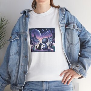 Alien Cat Unisex Tee, Grey Alien Cat T-shirt, Funny Alien Cat Shirt, Cute Alien Cat Top, Space Cat Tee, Galaxy Kitty T-shirt