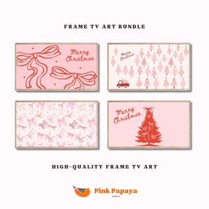 Pink Christmas Christmas Frame Tv Art Bundle Winter Frame Tv Art Collection Christmas Tree Christmas Pink Bows Holiday Tv Screen Digital Art
