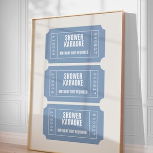 Shower Karaoke Ticket Print Bathroom Decor Retro Cream Aesthetic Shower Singing Funny Wall Art Vintage Trendy Home Decor Digital Download