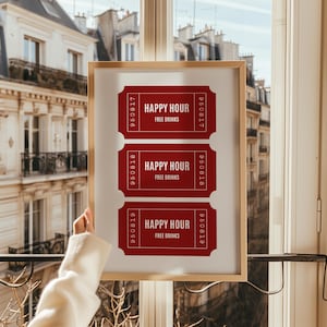 Impressão de Happy Hour Bar Cart Wall Art Bebidas Poster Estético Bar Cart Decoração Minimalista Coração Arte Impressão Digital Download Minimalista Arte