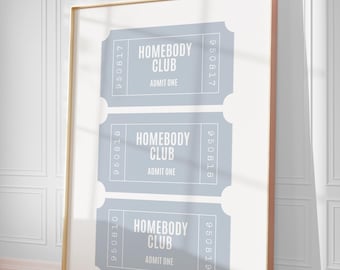 Homebody Club Art Print: Cozy Introvert Ticket (Digital Download)