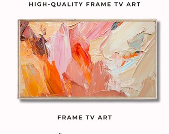 Abstract Oil Painting for Samsung Frame TV: Pink Textured Art (Digital Download)