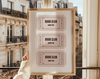 Book Club Ticket Print: Vintage Retro Wall Art (Digital Download)