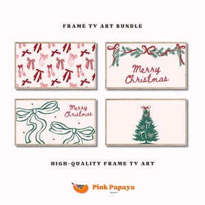 Pink Christmas Christmas Frame Tv Art Bundle Winter Frame Tv Art Collection Christmas Tree Christmas Pink Bows Holiday Tv Screen Digital Art