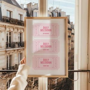 Funny &#39;Daily Meltdown&#39; Retro Print: Mental Health Ticket Art (Digital Download)