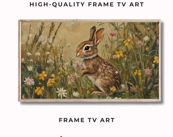 Osterhase Rahmen TV Kunst: Frühling Wildblumen Gemälde (Digitaler Download)
