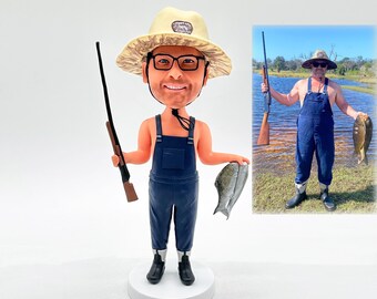 Personalized custom bobbleheads, custom hunting bobbleheads, gifts for husband, fishing bobbleheads, birthday gifts, anniversary gifts