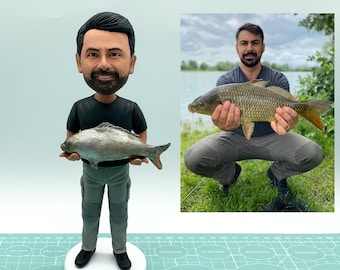 Cabezones personalizados, cabezones de pesca personalizados, esculturas de pescadores, recuerdos exclusivos de pescadores personalizados, regalos de cumpleaños