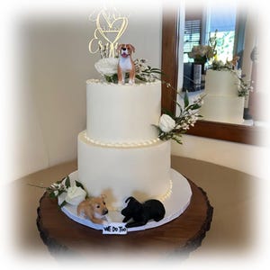 Topper per torta nuziale personalizzato, topper per torta nuziale con cane personalizzato, regali commemorativi per animali domestici, statuette di cani in 3D, regalo di compleanno per cani, regali di anniversario per animali domestici