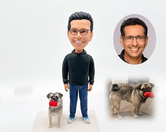 Personalized bobbleheads with dogs,Custom bobblehead and K9 police dog,pet and owner pup gifts, anniversary gifts,birthday gifts for friend.