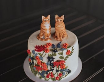 Gepersonaliseerde aangepaste kat bruidstaarttopper, huisdier bruidstaarttopper, aangepaste verjaardagscadeaus kat, kattenbeeldje, 3D-beelden huisdier, beeldje hondentaart