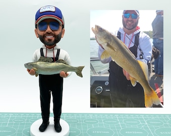 Custom fisherman bobblehead,fishing expert bobbleheads,fisherman sculptures,personalised fisherman exclusive souvenir/award,fisherman gifts.