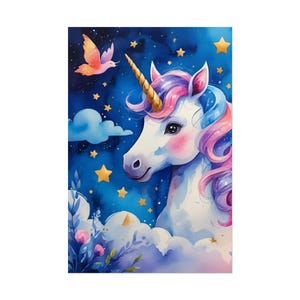 Magical Unicorn Poster: Kids Room Fairy Tale Art