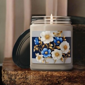 Flower Design Soy Candle, Floral Candle, Home Fragrance Decor, Gift for Her, Aromatherapy Candle, Hand-Poured Candle