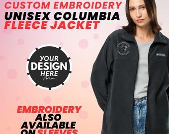 Custom Embroidered Columbia Fleece Jacket, Personalized Text Logo