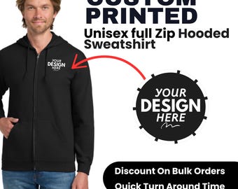 Personalized Zip Up Hoodie, Custom Picture Jacket Logo Hoodie, Team Logo Zip Up Hoodie, Personalized Hooded Sweatshirt, Your Text Hoodie