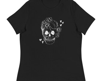 Valentine's Day Skull Heart Women's Relaxed T-Shirt
