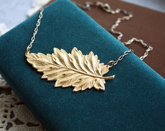 Golden Fall Foliage Leaf Necklace