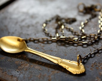Miniature Spoon Necklace - Brass Jewelry - Gift for Foodie Gourmet Chef