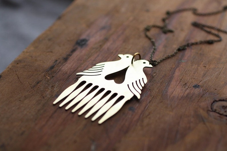 Love Birds Beard and Mustache Comb Necklace image 2