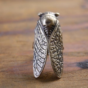 Lucky Cicada Ring Brass Statement Ring Bug Beetle Insect Jewelry Gift for Nature Lover image 4