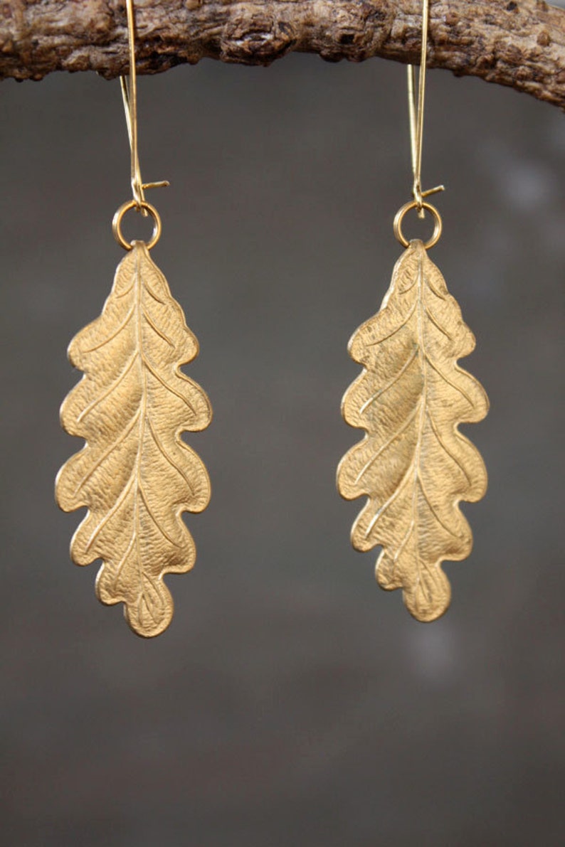 Botanical Brass Leaf Earrings Bridal Jewelry Wedding Earrings Bridesmaid Gift Boho Jewelry Gift for Her Clip On Earrings Now Available image 2