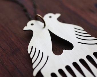 Love Birds Beard and Mustache Comb Necklace