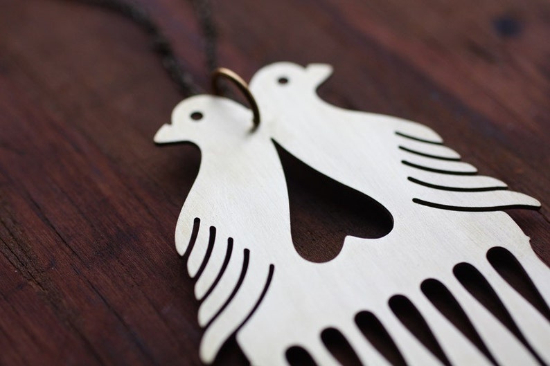 Love Birds Beard and Mustache Comb Necklace image 1