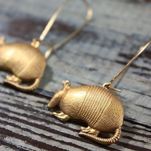 Armadillo Ohrringe - Südwestlichen Wüste Wildtiere Schmuck Handgemachter Messing Vintage Charme - Einzigartiges Geschenk für Sie - Nationalpark Natur Roadtrip