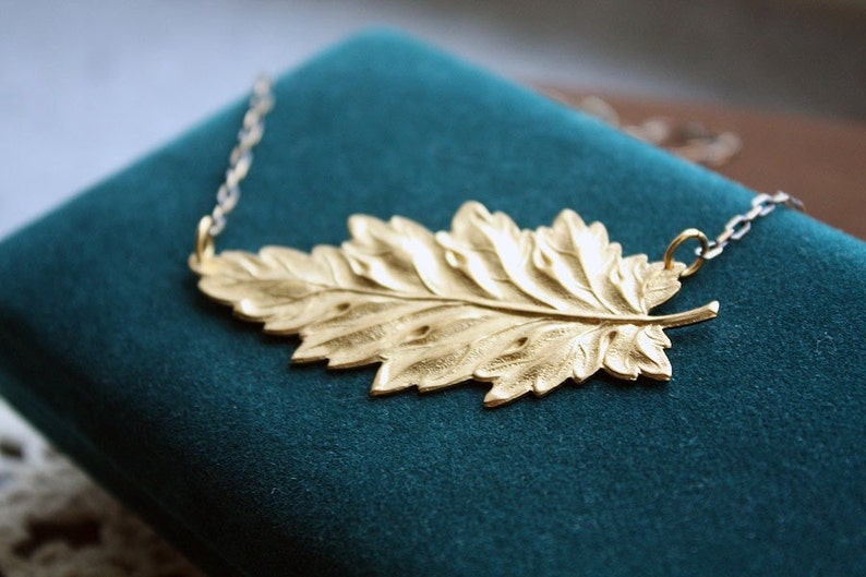 Golden Fall Foliage Leaf Necklace image 3