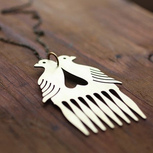 Love Birds Beard and Mustache Comb Necklace image 4