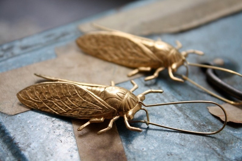 Cicada Metamorphosis Insect Earrings image 2