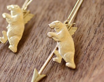 Ursa Major Constellation Earrings - Bear & Arrow Zodiac Jewelry Nature Lover Boho Earrings Handmade Jewelry Bohemian Dangle Earrings