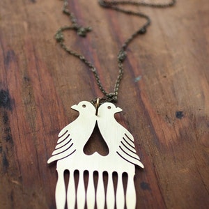 Love Birds Beard and Mustache Comb Necklace image 5