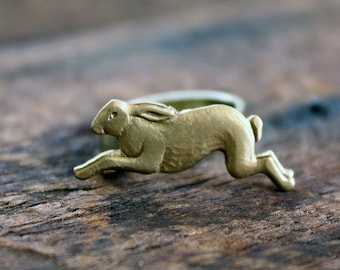Bunny Rabbit Ring - Handmade Brass Animal Jewelry | Gift for Nature Lover