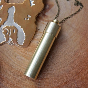 Canister Urn Necklace for Human or Pet Ashes Cremation Necklace Memorial Jewelry Keepsake Vial Urn Pendant Brass Locket Necklace image 3