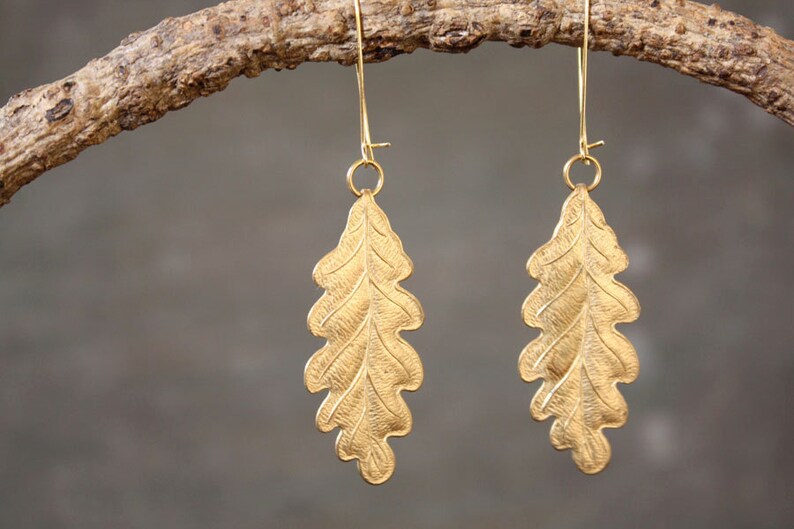 Botanical Brass Leaf Earrings Bridal Jewelry Wedding Earrings Bridesmaid Gift Boho Jewelry Gift for Her Clip On Earrings Now Available image 1