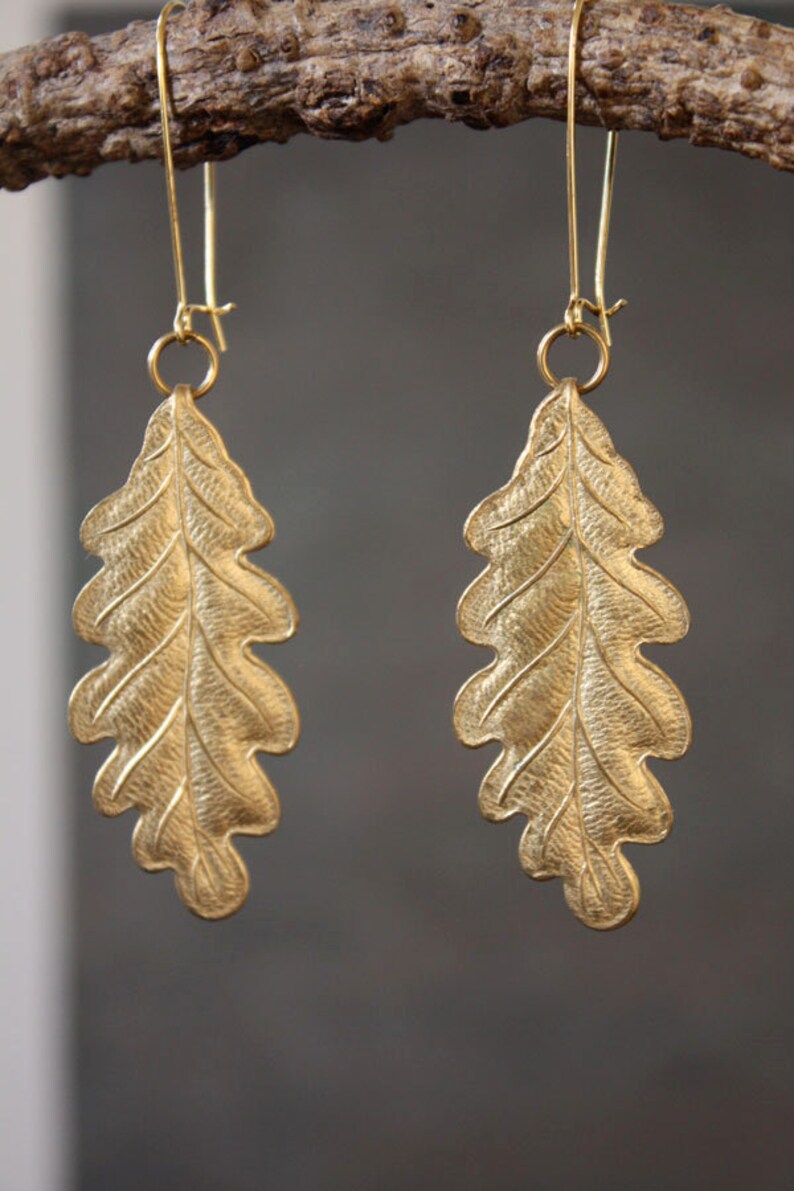 Botanical Brass Leaf Earrings Bridal Jewelry Wedding Earrings Bridesmaid Gift Boho Jewelry Gift for Her Clip On Earrings Now Available image 4