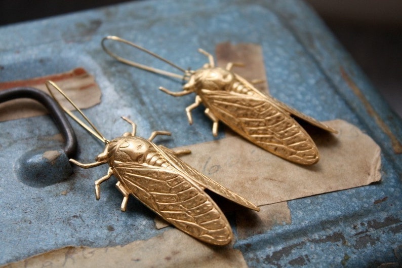 Cicada Metamorphosis Insect Earrings image 1