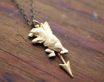 Ursa Major Constellation Zodiac Necklace - Brass Spirit Animal Bear Arrow Necklace Spiritual Boho Jewelry Vintage Charms Handmade Jewelry