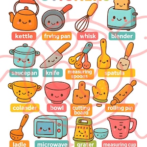 Cute Household Sticker Pack | Kawaii Home Essentials Clipart | Digital Download PNG