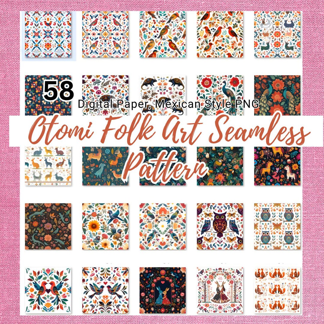 Folk Art Seamless Pattern With Birds and Flowers | Vintage Floral ...