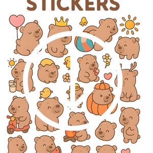 Arbeitender Bär Büro Sticker Set | Niedliche Aufkleber für Produktion und Planer | Digitaler Download PNG | Kawaii Bären Sticker